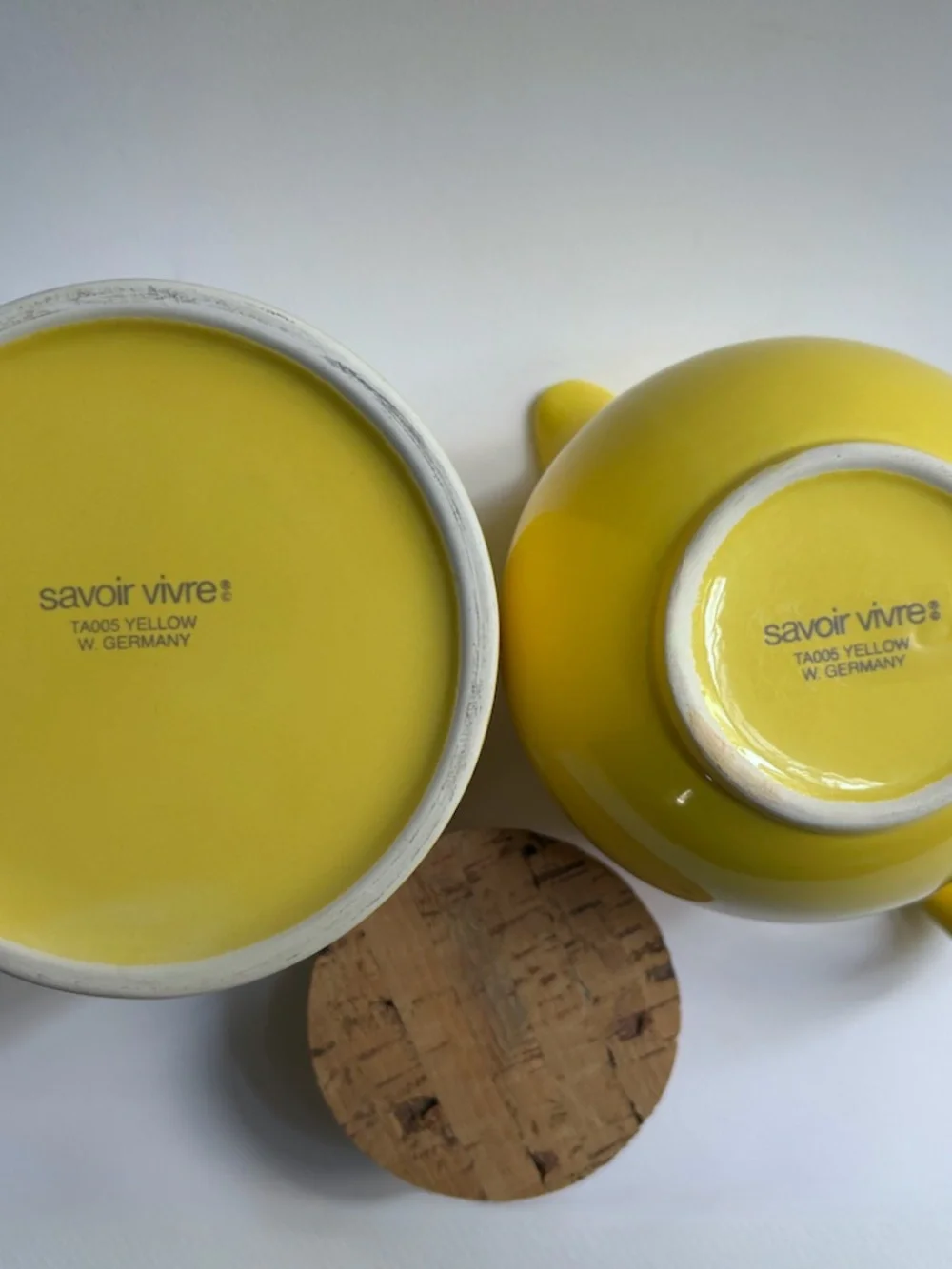 Savoir Vivre Yellow Ceramic Sugar & Creamer Set, 1980's